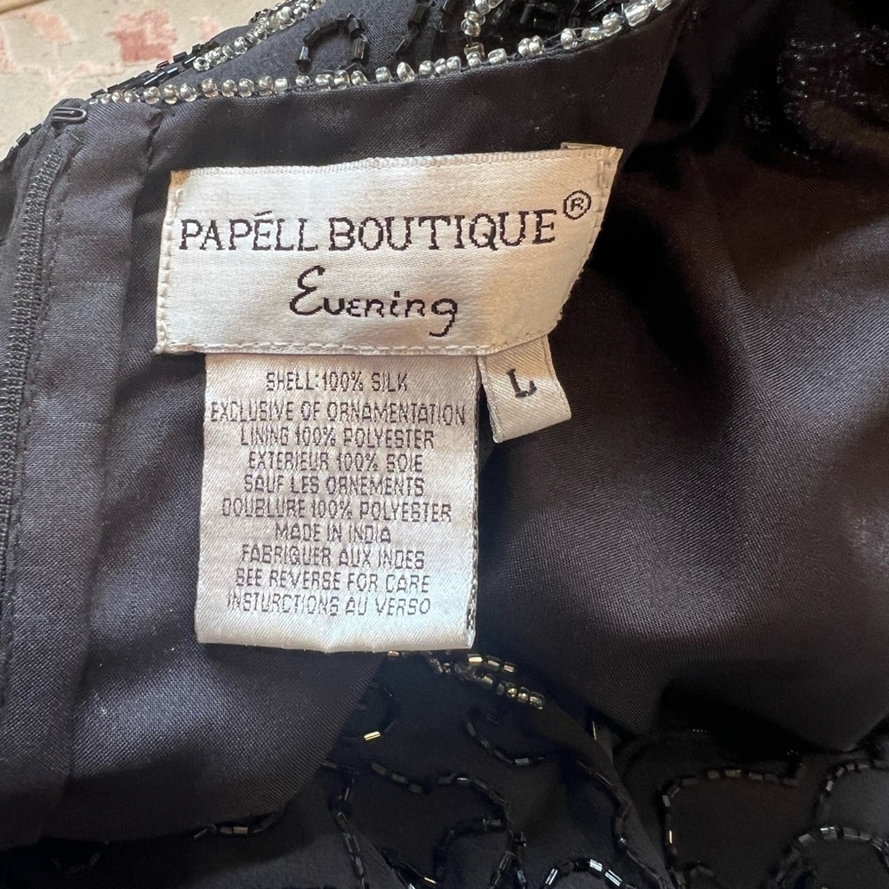 Stunning NWT Papell Boutique Short Sleeve Beaded Top Zip Up Back Size Large - Picture 5 of 6